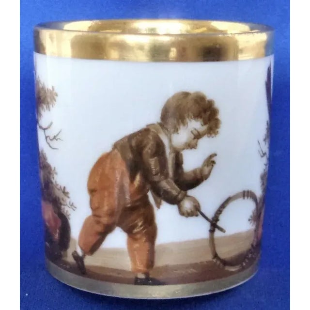 Antique Circa 1805 French Empire Porcelain Coffee Cans & Saucers by La Courtille - 4 Pieces For Sale - Image 10 of 13