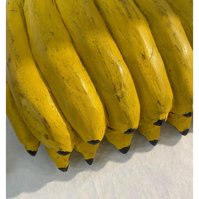 1980s Arts and Crafts Carved Wood Bananas and Grapes - 2 Pieces For Sale - Image 10 of 13