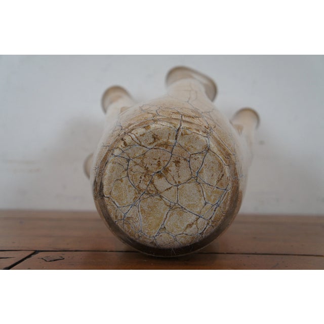 Vintage Zorza Poland Ruffled Freeform Handkerchief Marbled Art Glass Vase For Sale - Image 9 of 11