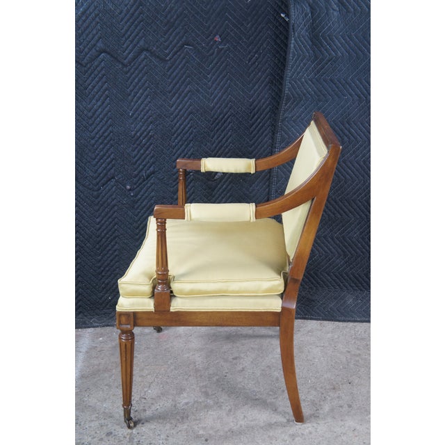 Late 20th Century Late 20th Century Hickory Chair Co. Louis XVI French Directoire Mahogany Green Fauteuil Armchair For Sale - Image 5 of 12