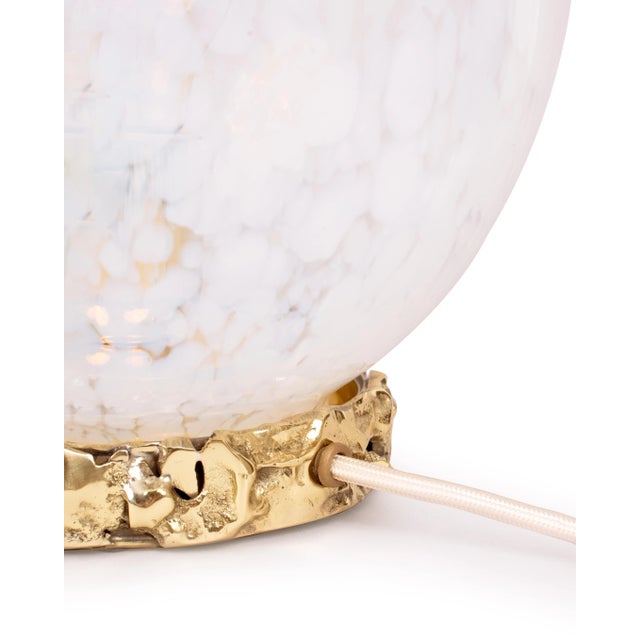 Contemporary Stories of Italy White Opaline Nougat Crown Globe Lamp with Cast Brass Base For Sale - Image 3 of 4
