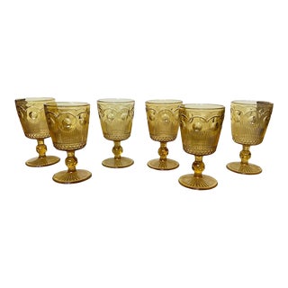 Vintage Yellow Water Goblets- Set of 6 For Sale