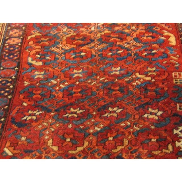 1870s Red Geometric Tribal Antique W. Persian Kurdish Rug 5'3" X 8' Handknotted Wool Carpet For Sale - Image 4 of 6
