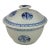 Vintage Blue and White Ceramic Lidded Bowl Crane Medallion Chinoiserie China For Sale
