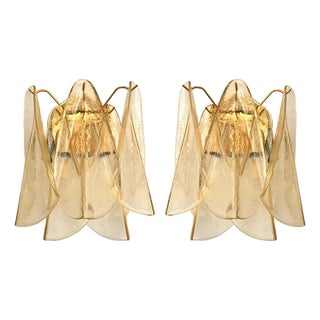 Amber Rondini Murano Glass Gold Wall Sconces by Simoeng, Set of 2 For Sale