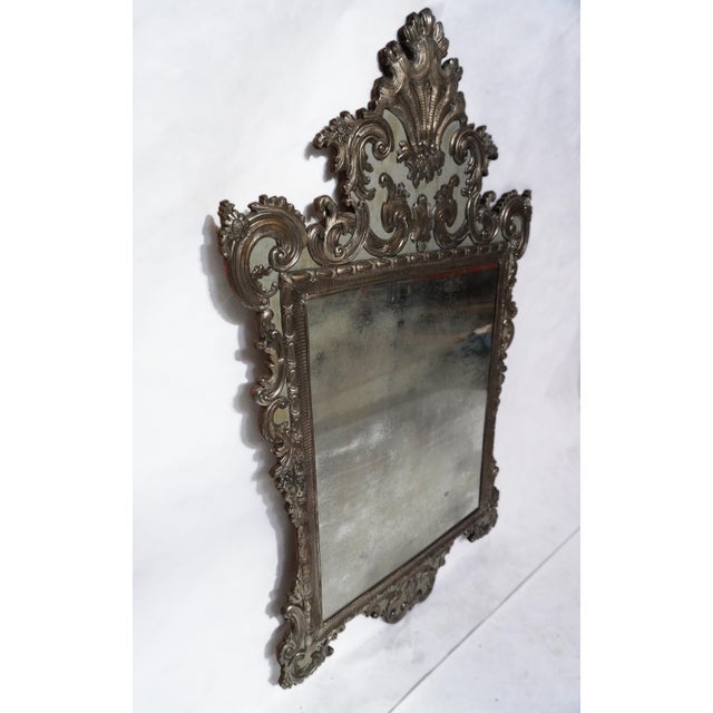 Baroque 19th Century Hand Hammered Repousse Framed Mirror For Sale - Image 3 of 8