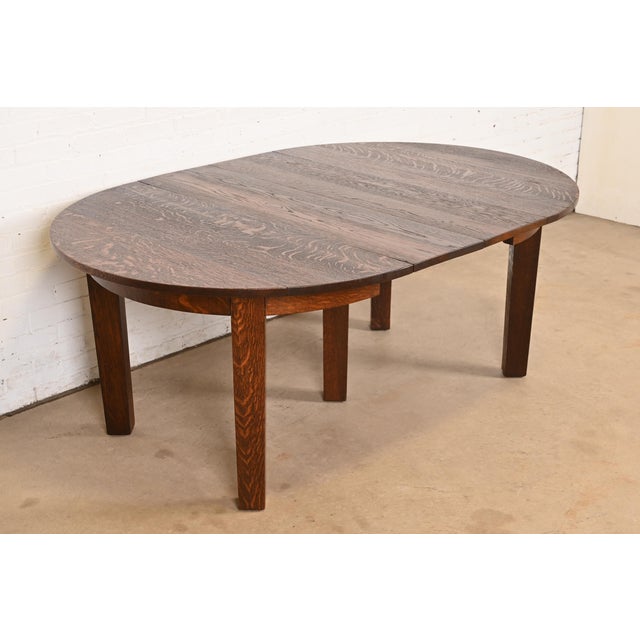 Gustav Stickley Antique Mission Oak Arts & Crafts Extension Dining Table, Circa 1910 For Sale - Image 10 of 13