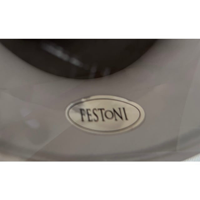 Festoni Italian White Ceramic Lamps-Lucite Bases-a Pair For Sale - Image 4 of 6