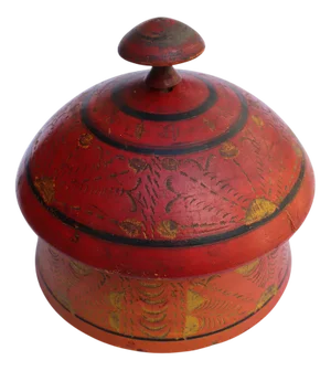 Handpainted Wooden Lacquerware Spice Box, 1950s