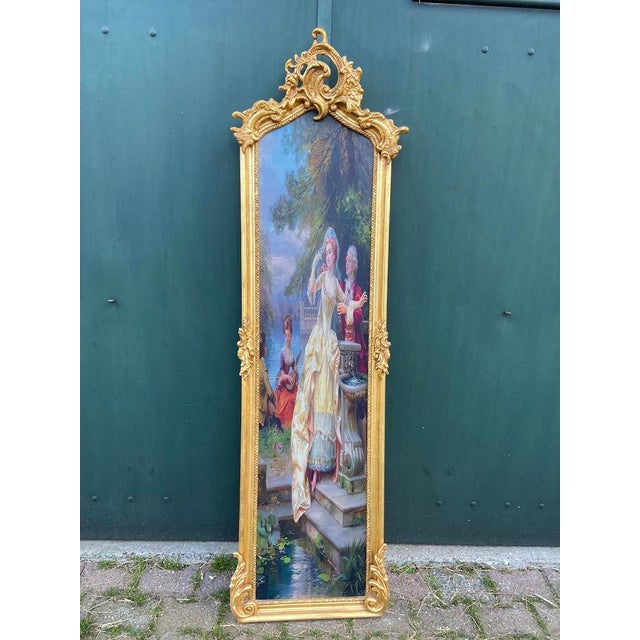 1980s French Louis XVI Gold Beech Gilded Frame Fabric Wall Art For Sale - Image 4 of 8