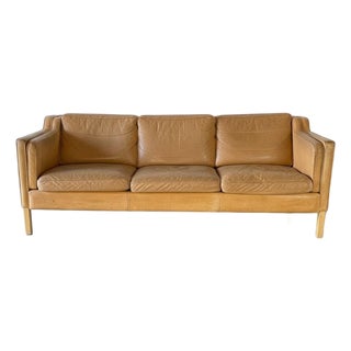 Camel Leather 3-Seater Sofa from Stouby, 1970s For Sale