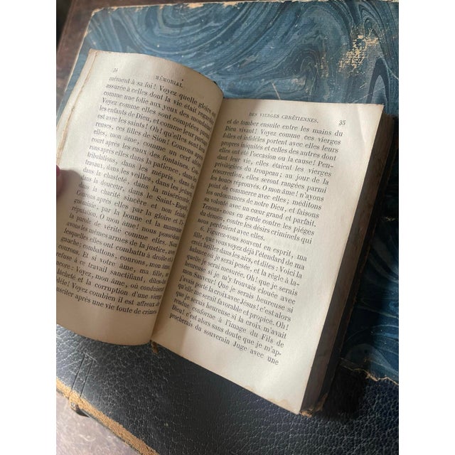 Animal Skin Antique Religious French 1869 Book Memorial Des Vierges Chretiennes For Sale - Image 7 of 8