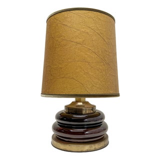 Mid-Century Modern Double Bubble Brown Glass Table Lamp, Italy, 1970s For Sale