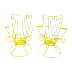 Mid-Century Homecrest Metal Wire Rocker Swivel Chairs - a Pair