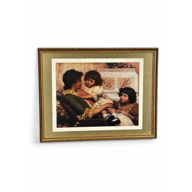 Gold Traditional Mother and Children Figurative Print in Ornate Gold-Tone Frame For Sale - Image 8 of 10