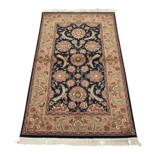 Fine Tabriz Rug 3’1” X 5’2” Blue Wool Traditional Hand-Knotted Carpet For Sale