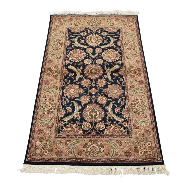 Fine Tabriz Rug 3’1” X 5’2” Blue Wool Traditional Hand-Knotted Carpet For Sale