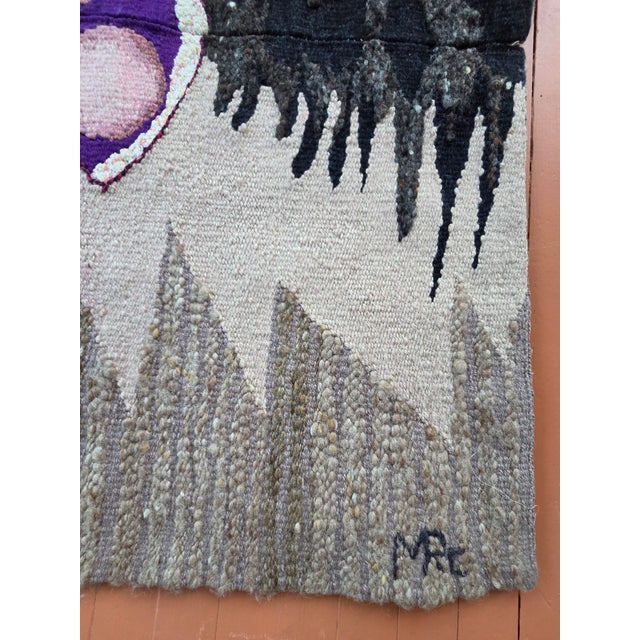 Textile 1980s Dinosaur Egg: Hand Woven Tapestry Primitive Flower Series For Sale - Image 7 of 9