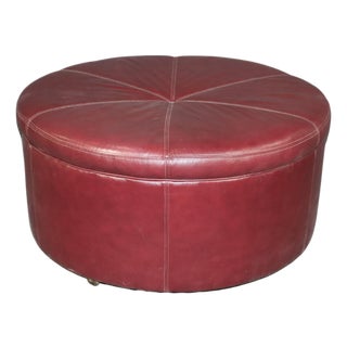 Mid 20th Century Leather Rolling Ottoman For Sale