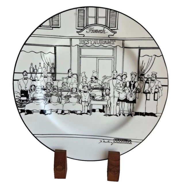 Ceramic Vintage Le Restaurant Dinner Plates by Epoch, Set of 4 For Sale - Image 7 of 10