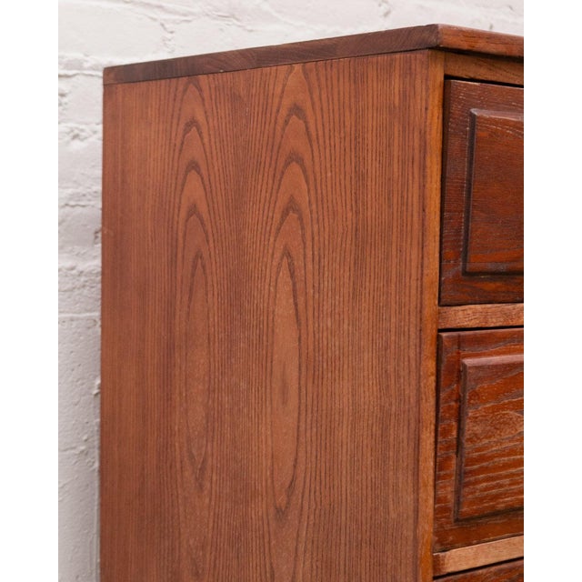 Burnt Umber Mid 20th Century Elmwood Six Drawer Dresser For Sale - Image 8 of 8
