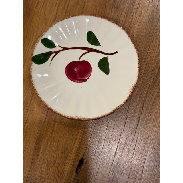 Farmhouse Vintage Blue Ridge Southern Potteries Hand-Painted "Crab Apple" Bread & Butter Plate - Brown Rim Variant For Sale - Image 3 of 6