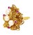 This vintage floral cocktail ring showcases three creamy 5mm cultured pearls and five rubies in a textured 18K yellow gold...