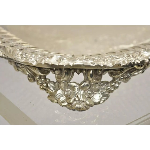 Vintage English Victorian Silver Plated Reticulated Square Serving Platter For Sale - Image 4 of 10