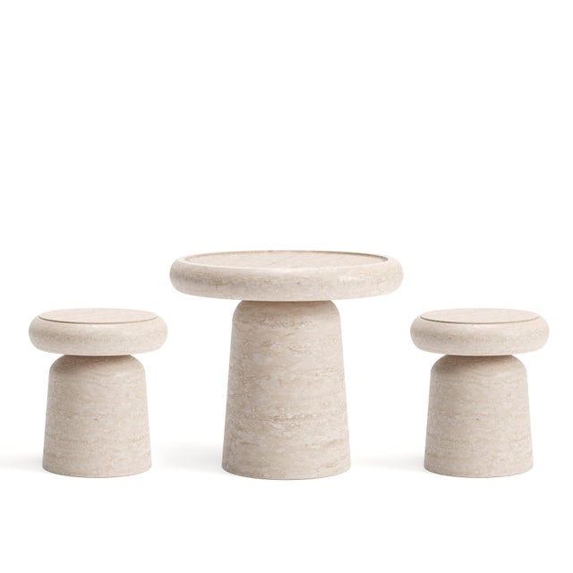 New Modern Stool/Side Table in Travertine, Creator Ivan Colominas For Sale - Image 6 of 7