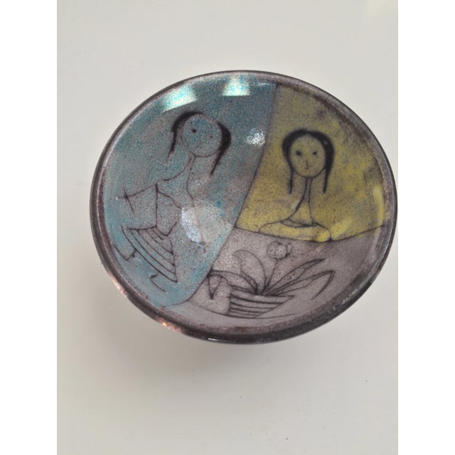 Mid century modern hand painted Italian bowl. Glazed and hand thrown in a ceramic studio. Petite 5”.25 x 2.75”