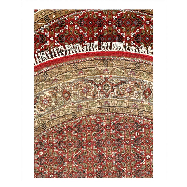 Traditional Pasargad DC Fine Hand Knotted Silk & Wool Tabriz Round Rug For Sale - Image 3 of 3