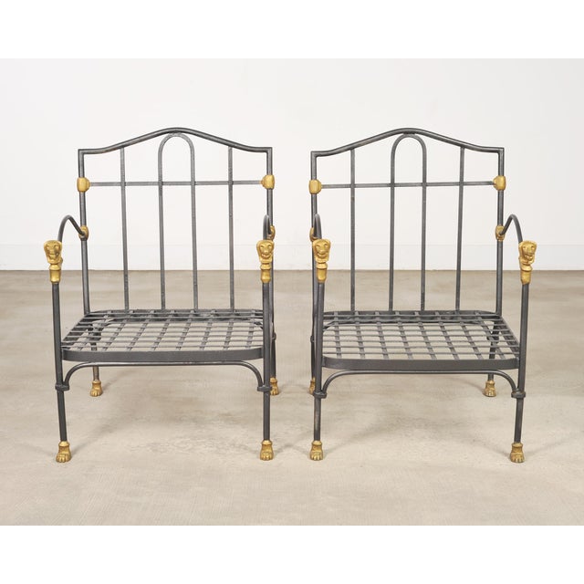 Mid-Century Modern Pair of Bronze Lion's Head Lounge Chairs After Diego Giacometti For Sale - Image 3 of 18