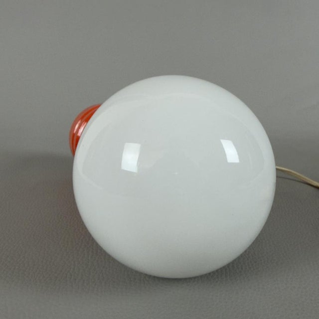 1970s Space Age Orange Table Lamp in White Opal Glass, 1970 For Sale - Image 5 of 13