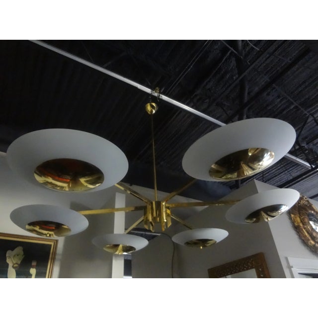 1980s Italian Brass and Glass Chandelier Attributed to Stilnovo For Sale - Image 10 of 12