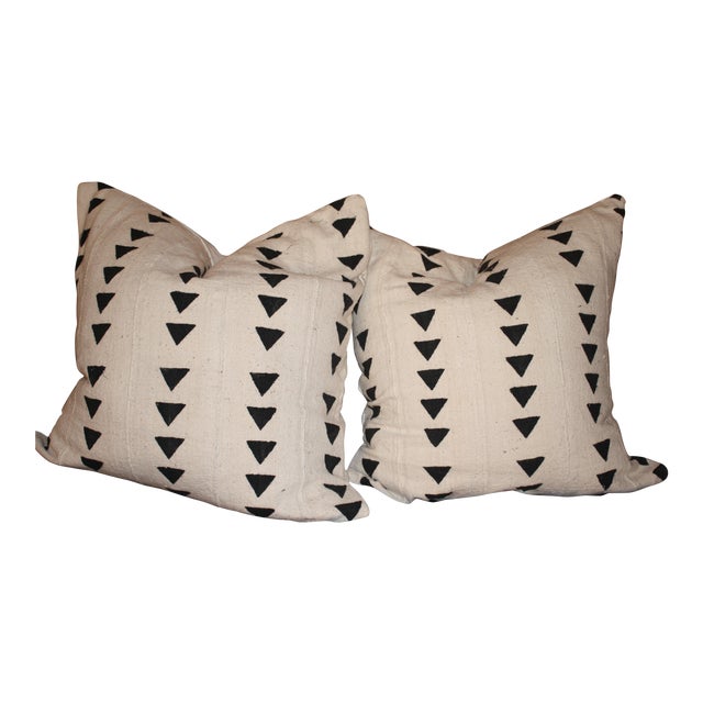 Large Euro Size African Mud Cloth Pillows A Pair Chairish