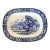 Vintage Import Blue Transferware Platter With Trees and Castle For Sale