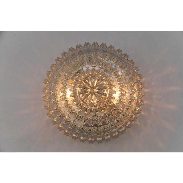 Four-Tier Crystal Glass Flush Mount Light by Limburg, Germany, 1960s For Sale - Image 6 of 9