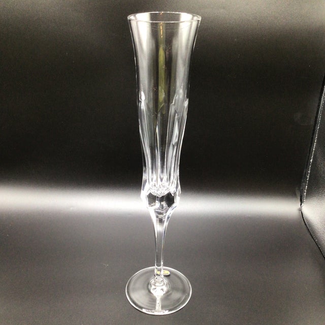 Pair of Very Tall Bohemia Crystal Art Glass Champagne Flutes With Original Box For Sale In Sacramento - Image 6 of 13