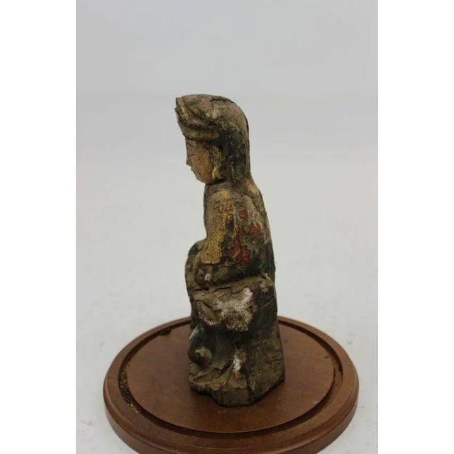 Asian Asian Buddha Wood Sculpture & Glass Dome For Sale - Image 3 of 7