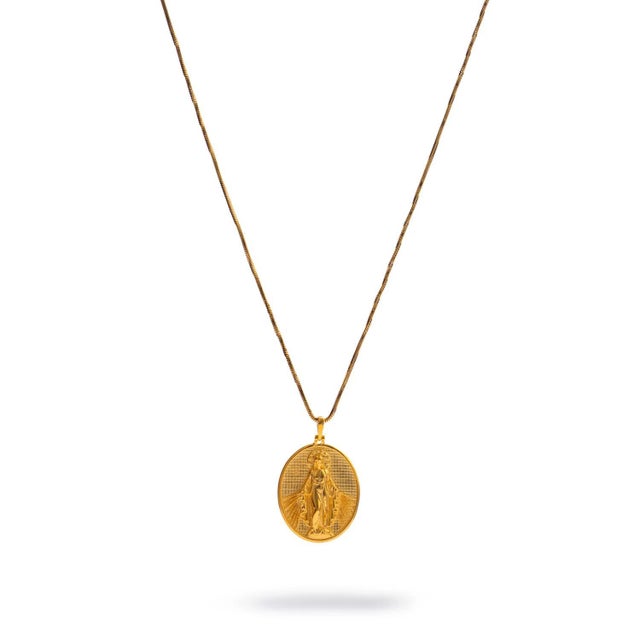 Contemporary Divine Grace Virgin Mary Medallion Necklace For Sale - Image 3 of 10