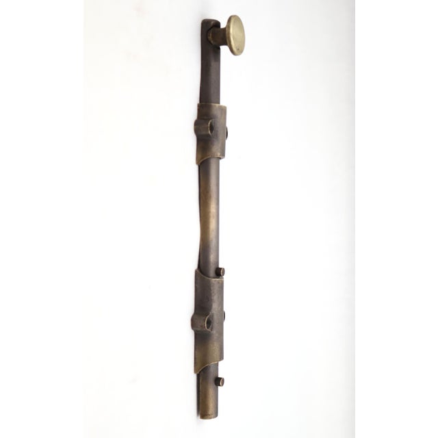 Vintage 9 In. Brass Surface Door Bolt For Sale - Image 4 of 7