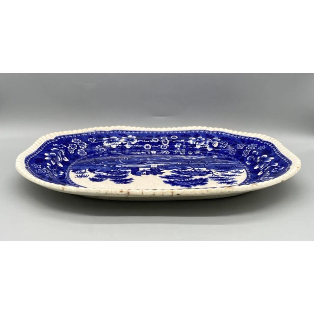 Antique English Copeland Spode's Tower Blue and White Platter For Sale - Image 11 of 13