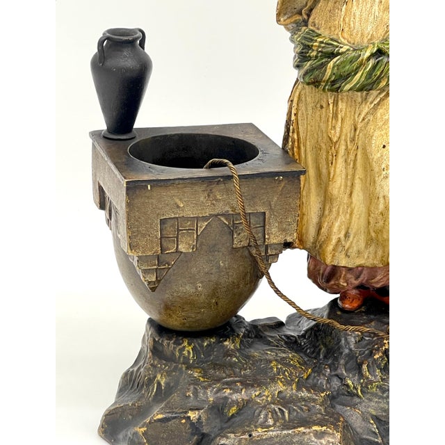 Yellow Austrian Cold Painted Bronze Bedouin Maiden & Attendant at Well, Franz Bergman For Sale - Image 8 of 12