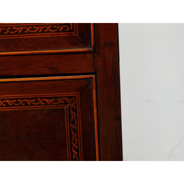 Petite Italian 18th Century Neoclassical Commode with Marble Top and Marquetry For Sale - Image 4 of 12