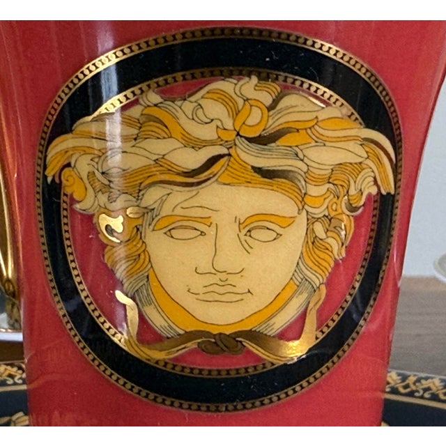 Baroque Versace Medusa Red Espresso Cups and Saucers - Set of 6 For Sale In Providence - Image 6 of 16