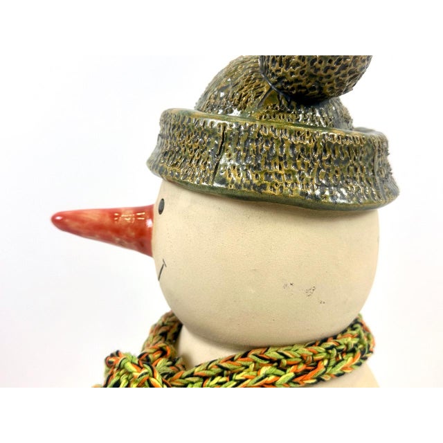 Postmodern Large Vintage Ceramic Snowman Figure, 1970s For Sale - Image 3 of 12