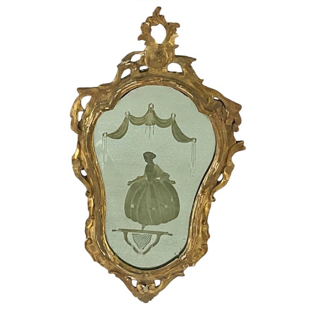 Pair of 18th Century Venetian Giltwood Rococo Etched Glass Mirrors For Sale - Image 11 of 13