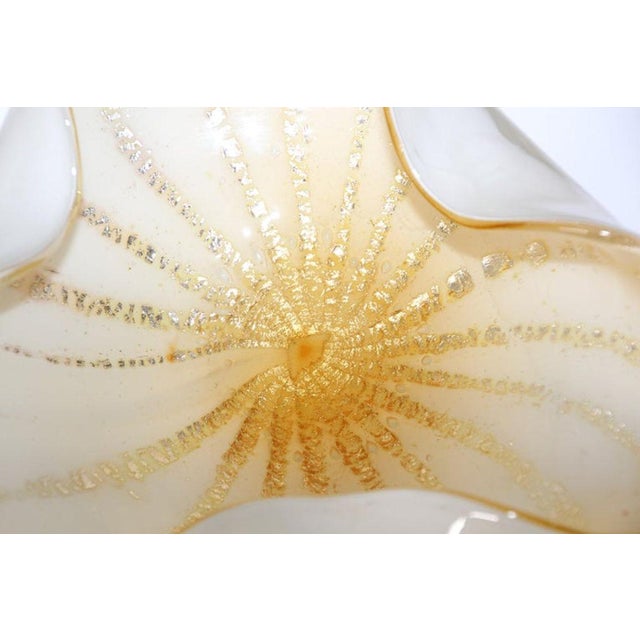 Alfredo Barbini Murano Gold Aventurine Art Glass Bowl Flower Form Italy 1950s For Sale - Image 18 of 18