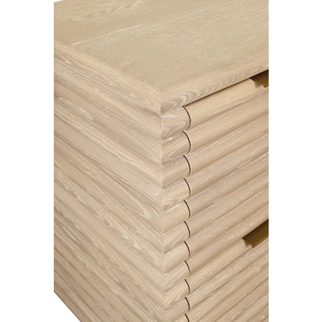 Not Yet Made - Made To Order Matthew Izzo Home Nayla Cerused Oak Two Drawer Side Table With Brass Drawer Pulls For Sale - Image 5 of 6