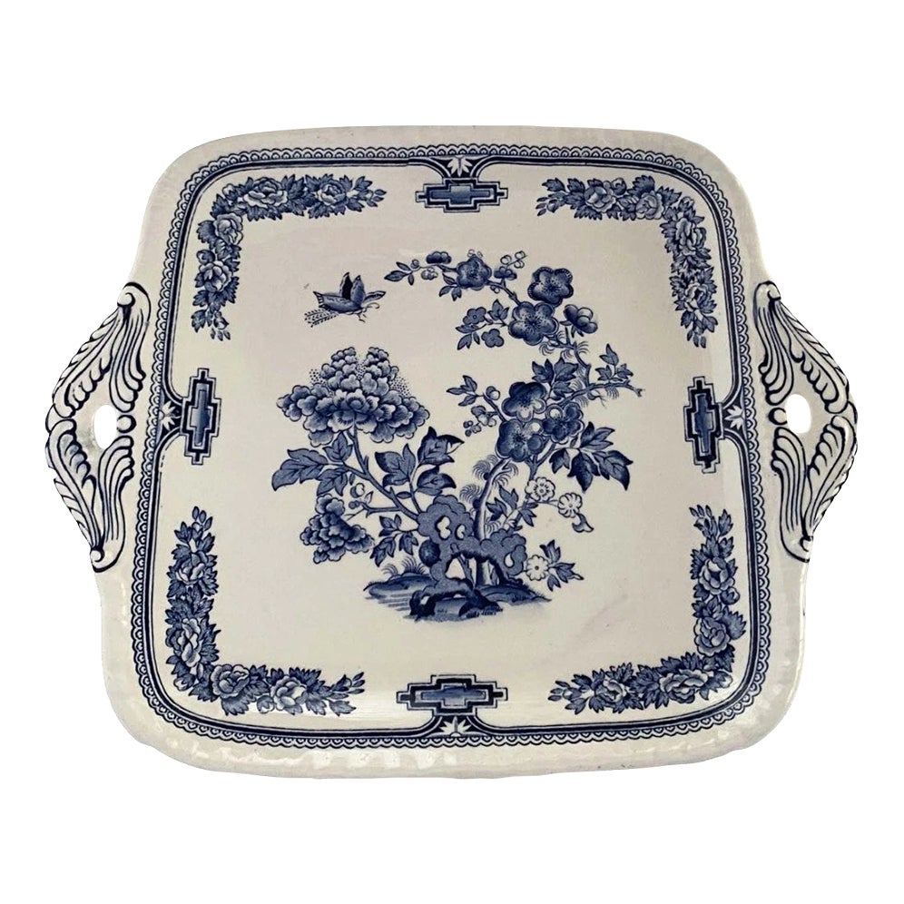 Mason's　メイソンズ／ アンティーク絵皿／ブルーの絵皿／壁かざり 1930's Mason's Ironstone Cake Plate/Tray, Chinoiserie Pattern